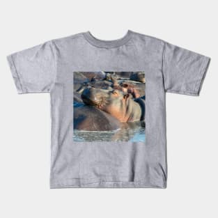 Hippo at Rest in Water with Friends Kids T-Shirt